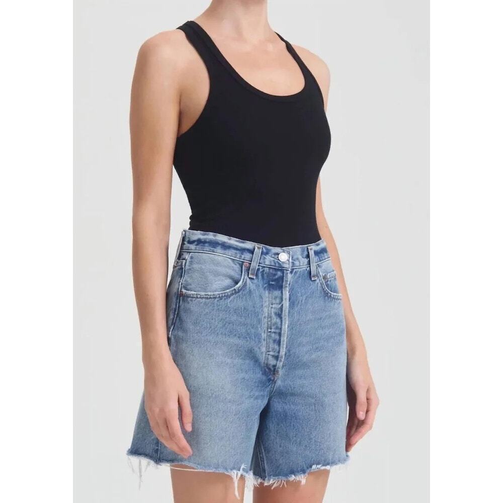 Agolde Women’s Maria Ribbed Tank Black Bodysuit Size Small